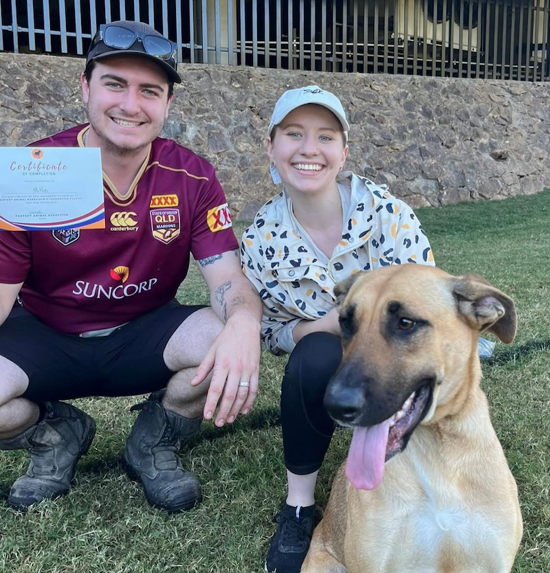 Lloyd Steer with his wife and their dog